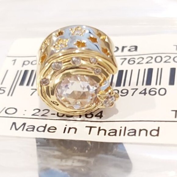 Auth PANDORA Moments Sparkling Shooting Star 14kt gold plated Charm 762202C01 - Picture 7 of 11